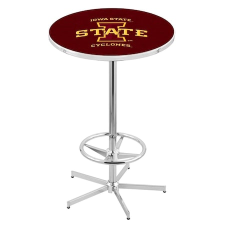 Holland Bar Stool Co 42" Chrome Iowa State Pub Table, 36" dia. Top L216C4236IowaSt