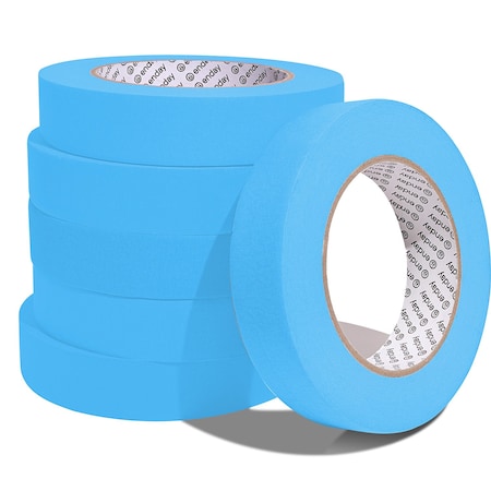 Enday Masking Tape, 1" x 60 Yards, Light Blue, 6PK 8142-6