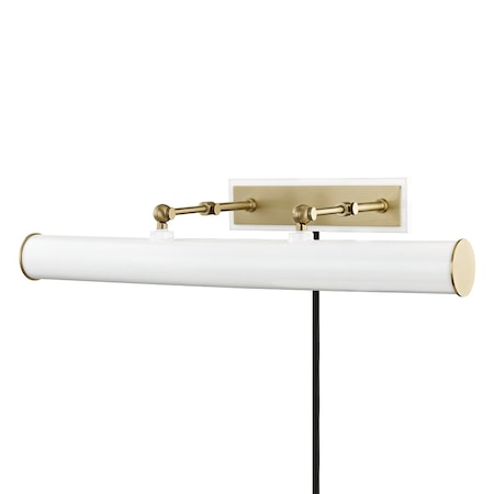 Mitzi Holly 3 Light Picture Light 5.5 In. Aged Brass/Soft Off White HL263203-AGB/WH