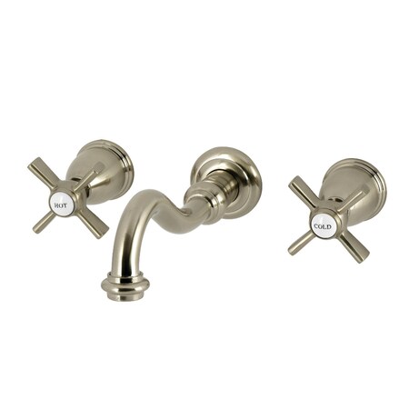 Kingston Brass Double-Handle Wall Mount Bathroom Faucet, Brushed Nickel KS3128ZX