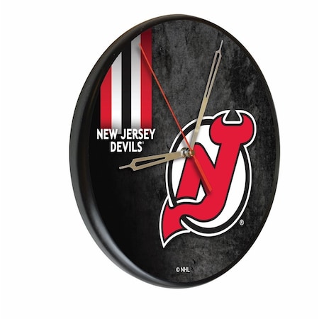 Holland Bar Stool Co New Jersey Devils 13" Solid Wood Clock WClkPBlk03NJDevl