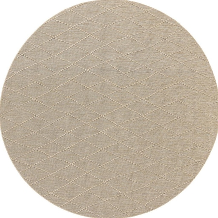 Homeroots 8' Natural And Light Brown Round Geometric Indoor Outdoor Area Rug 552338