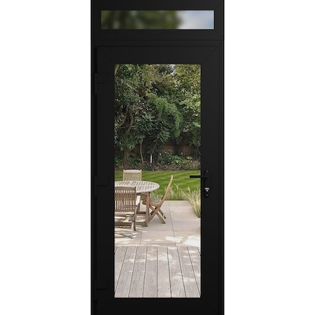 Vdomdoors Front Exterior Prehung Metal-Plastic Door Clear Glass / MANUX 8666 Matte Black / Office Commercial MANUX8666EXD-BLK-W36xH80+16-RH-I