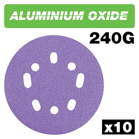 Trend Aluminum Oxide 5 Inch Random Orbit Sanding Discs, 240 Grit, Pack of 10, AB/125/240A, 10PK U*AB/125/240A