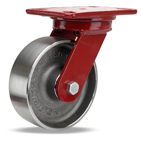 Hamilton Plate Caster, Swivel, Forged Steel, 6 in, 2000 lb S-HS-6FSB-4SL-FB