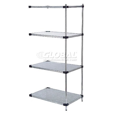 Global Industrial Nexel 4 Shelf, Galvanized Steel Solid Shelving Unit, Add On, 60"W x 18"D x 74"H 189942
