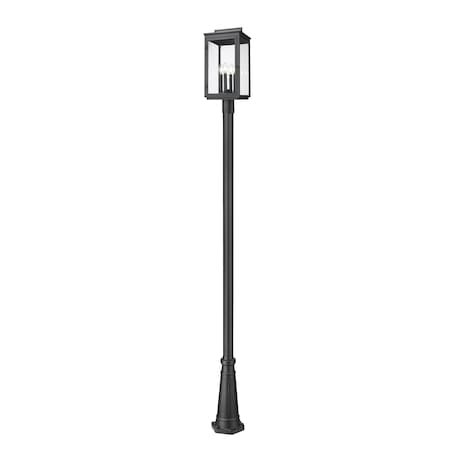 Z-Lite Hartwell 4-Light Outdoor Post Mounted Fixture, 10 in W x 116.75 H, Sand Black 5019PHBR-5011P-BK
