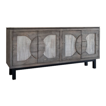 Homeroots 69" Gray Solid and Manufactured Wood Distressed Credenza 527096