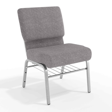 Flash Furniture Gray Fabric Church Chair, PK4 4-XU-CH0221-GY-SV-BAS-GG