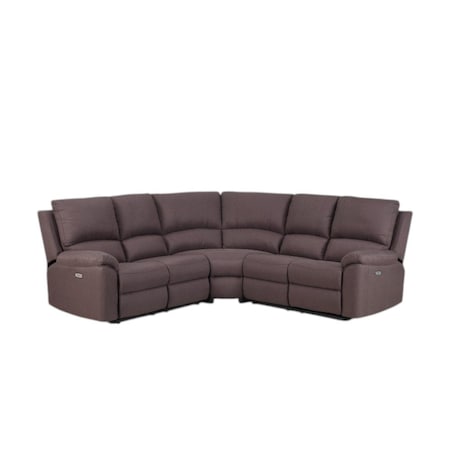 Homeroots Brown Polyester Blend Power Reclining U Shaped Three Piece Corner Sectional 366241