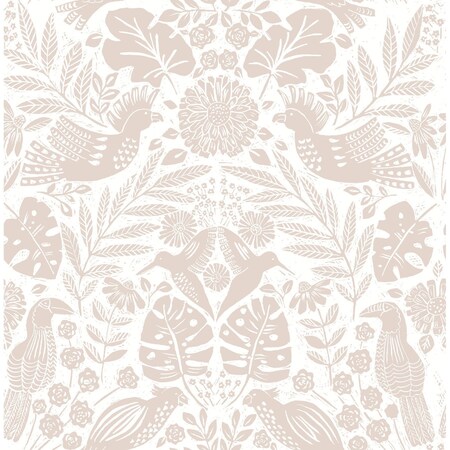 A-Street Prints Nestle Pink Bird Block Print Wallpaper 4122-27002