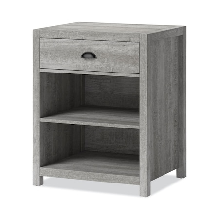 Whalen Fallbrook Printer Stand, Engineered Wood, 3 Shelves, 1 Drawer, 24in x 20in x 30.25in, Smoked Ash SPUS-FBPS-GM