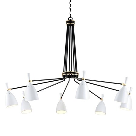 Corbett Lighting Utopia 8 Light Chandelier 63.5 In. Black Brass Off White Shades 281-08