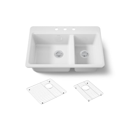 Kohler Riverby 33" top-mount double-bowl kitchen sink 8669-3A1-0