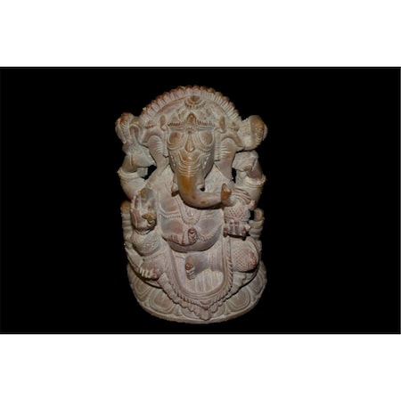 Escenario OMNR4113-Grey Handcrafted Sculpture in Soapstone Elephant Head God Ganesha, Grey - Small ES2445636