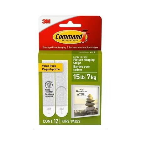 Command Picture Hanging Strip, White, Foam, PK4 17206-ES