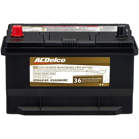Acdelco BATTERY ASM . CCA 775)(TOP, Vehicle Battery,  65AGMHRC