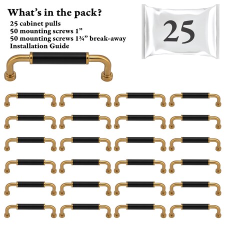 Designperfect 3 3/4'' Center-to-Center Barrel Pull, 25PK DPA25T963BLKCBZ