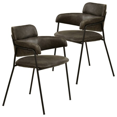 Leisuremod Axis Collection Modern Dining Chair in Charcoal, 2PK AC22CH2