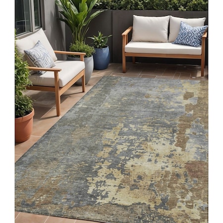 Homeroots 5' X 8' Taupe Gray And Beige Abstract Washable Indoor Outdoor Area Rug 618245