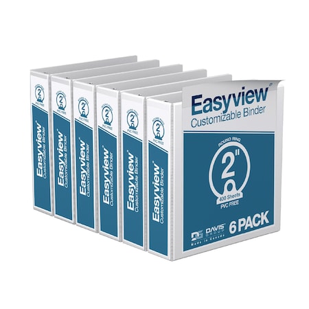 Davis Group Easyview Premium, Round Ring, Customizable, View Binder, (White, 2"), PK6 8413-00-06