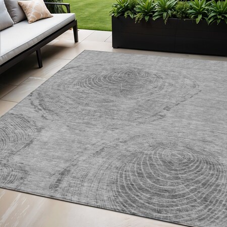 Homeroots 5' X 8' Gray Silver And Charcoal Abstract Washable Indoor Outdoor Area Rug 582795