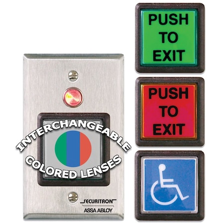 Securitron Push to Exit Button, DPST, Momentary, 5A PB22