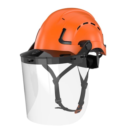 Defender Safety H2-CH Safety Helmet w/ Clear Face Shield - Type 2 Class C, ANSI Z89 and EN12492 rated, Orange H2-CH-05-FS