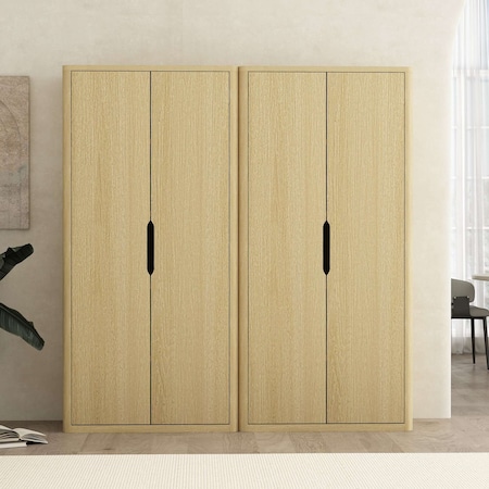 Manhattan Comfort Rivington 38in Bookcase Cabinet in Natural Oak - Set of 2 2-BC004-NA