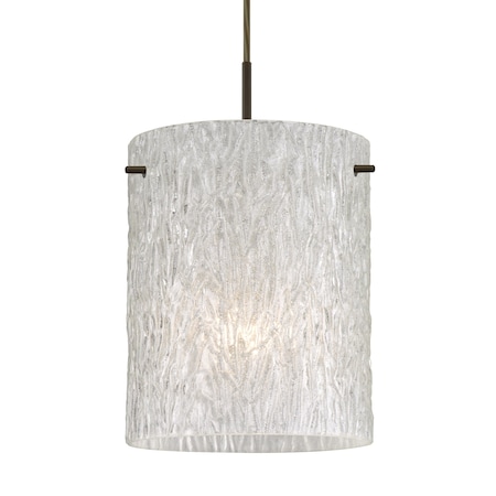 Besa Lighting Besa Tamburo 8 Pendant, Glitter Stone, Bronze Finish, 1x 11W LED 1JT-4006GL-LED-BR
