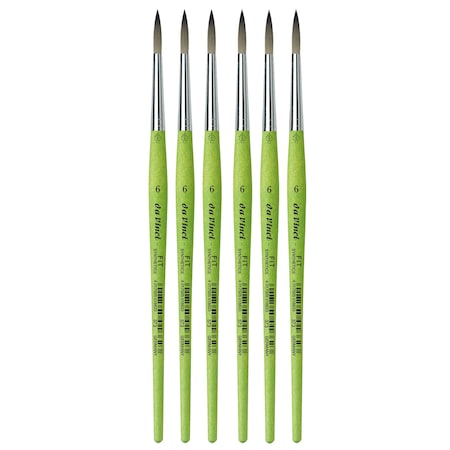 Da Vinci FIT Synthetics Student Brush, Synthetic, Acrylic & Tempera, Round, Series 373, Size 6, 6PK VA-373_6