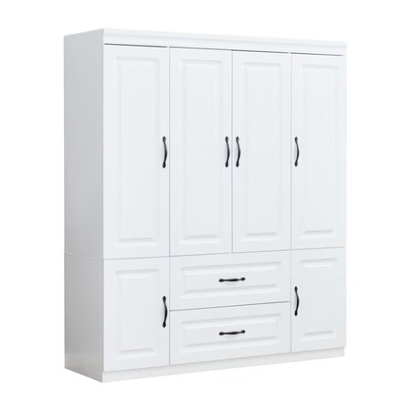 Homeroots 72" White Six Door Two Drawer Combo Dresser 569285