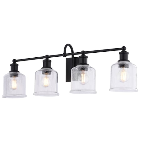 Vaxcel Northbrook 32 in. 4-Light Traditional Black Bathroom Vanity Fixture, Glass Shade W0516