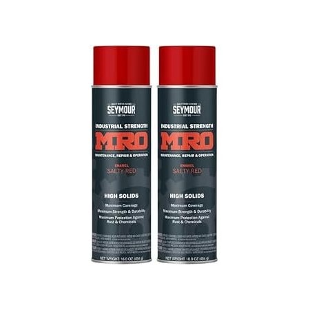 Seymour Midwest MRO Industrial High-Solids Spray Paint, Safety Red, 16 oz, 2PK 6201423-2