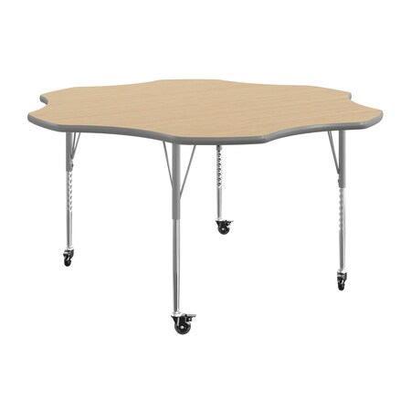 Flash Furniture Commercial Adjustable Height Flower Activity Table with Locking Casters-LT NAT XU-A60-FLR-LTNAT-T-A-CAS-GG