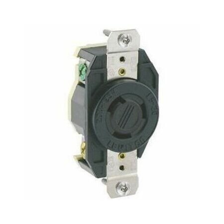 Leviton Flanged Locking Receptacle, L5-20R, 20 A, 125V AC, Single Phase, 2 Pole, Flush Mount, Black 2310-B