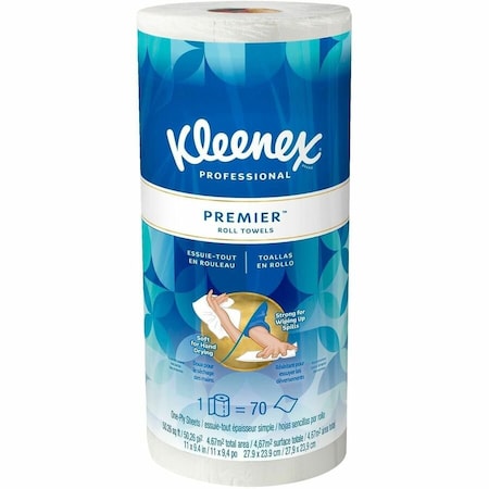 Kleenex Premiere Perforated Roll Paper Towels, 1 Ply, 70 Sheets, 55 ft, White 13964