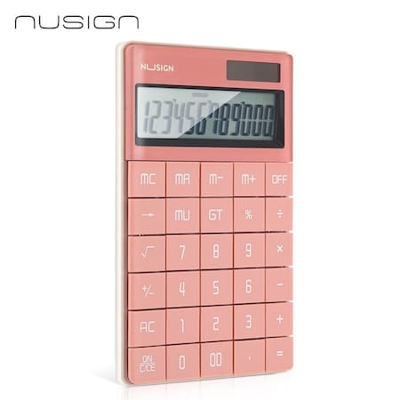 Deli NUSIGN Desktop Calculator, 12-Digit Wide Display, Dual Power, Red, 10PK ENS041