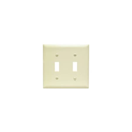 Pass & Seymour TradeMaster TP TP2-I Wallplate, 4.687 in L, 4-3/4 in W, 2 -Gang, Plastic, Ivory, Matte TP2ICC30