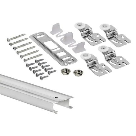 Renin Door Hardware and Track Set, 72 in L Track, Aluminum BP210K-07200-AL