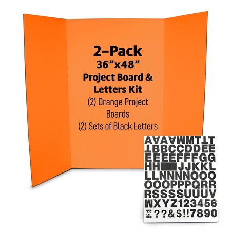 Flipside Products 36 in x 48 in Halloween Themed Project Board Kit - 4 Orange Boards and 4 Black Letter Sets, 4PK 30862-4