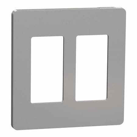 Square D Cover Frame, X Series, 2 Gangs, Screwles, Number of Gangs: 2 Plastic, Matte Finish, Gray SQWP141002GY