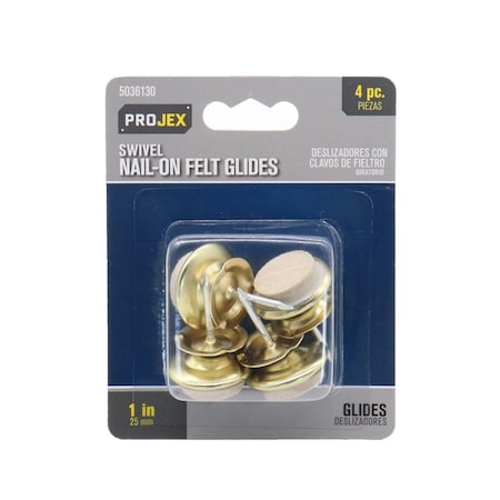 Projex White 1 in. Nail-On Felt Swivel Glide, 4PK P0011