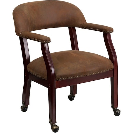 Flash Furniture Traditional Luxurious Conference Chair, Brown Back, 24 in W 27" L 31-1/2" H, Upholstered Straight B-Z100-BRN-GG
