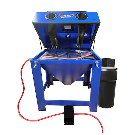 American Hawk Industrial 38inx 60in Abrasive Sandblasting Cabinet, With Dust Collector Blue - Foot Pedal Blaster CL3624L-BLU