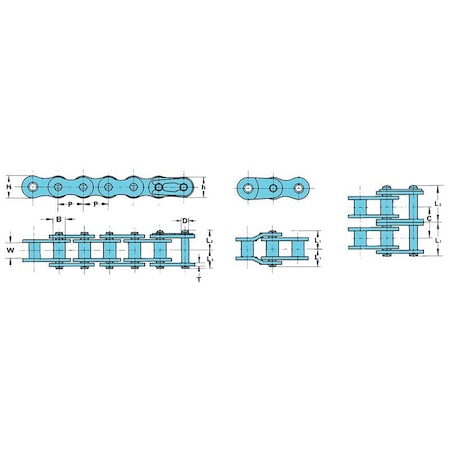 Tsubaki Standard Roller Chain, Riveted Pin, 1/4 in Pitch, 1 Strand, 10 ft 25RB