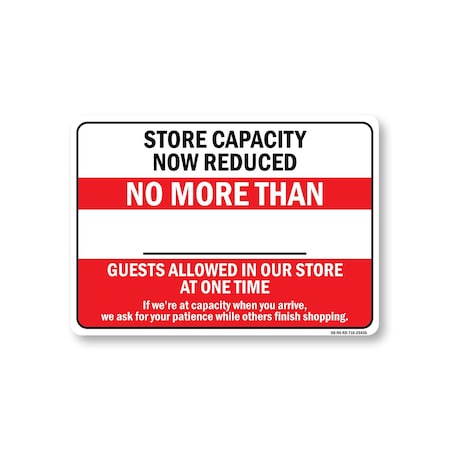 Signmission Public Safety, 7" H, Peel & Stick Wall Graphic, 10" X 7", Store Capacity Now Reduced No More Than OS-NS-RD-710-25436