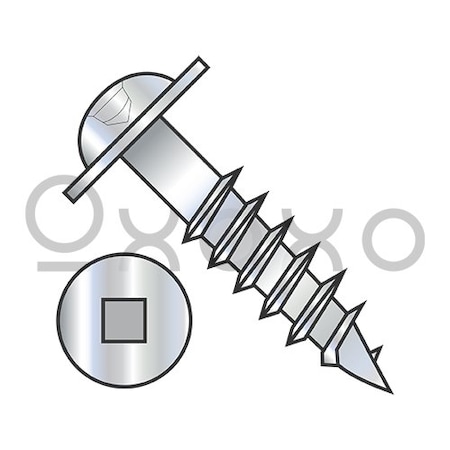 Oxoxo 10-9X2 Square Drive Round Washer Head Deep Thread Wood Screw 2/3 Thread Zinc Bake, 2000PK 561960