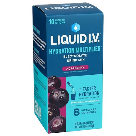 Liquid I.V. Hydration Multiplier Acai Berry Electrolyte Drink Mix, 5.65 Ounce LVM1002