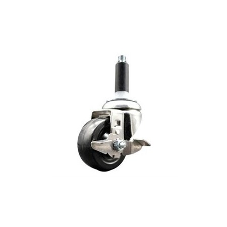 Service Caster 3.5 Inch 316SS Hard Rubber Swivel 3/4 Inch Expanding Stem Caster with Brake SCC-SS316EX20S3514-HRS-TLB-34